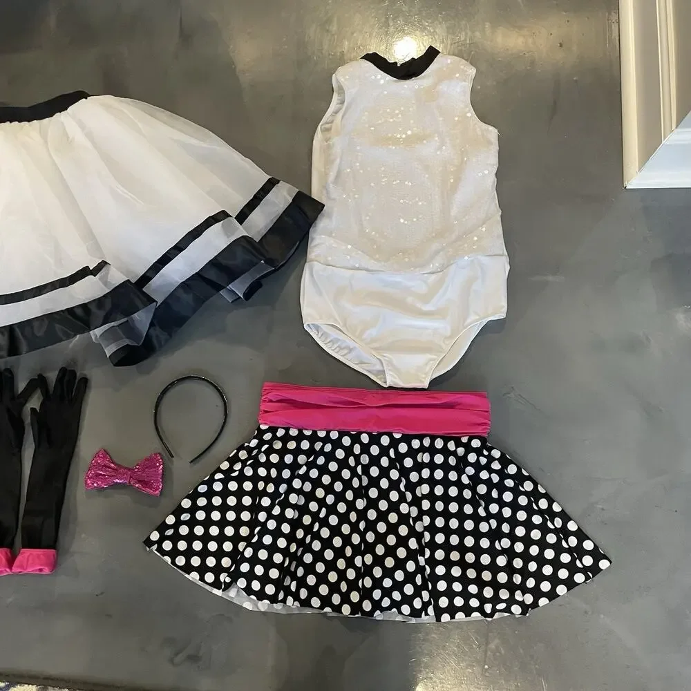 Revolution Dance 2 In 1 Black Pink and White Recital Dress Costume RC19777 XLC‎